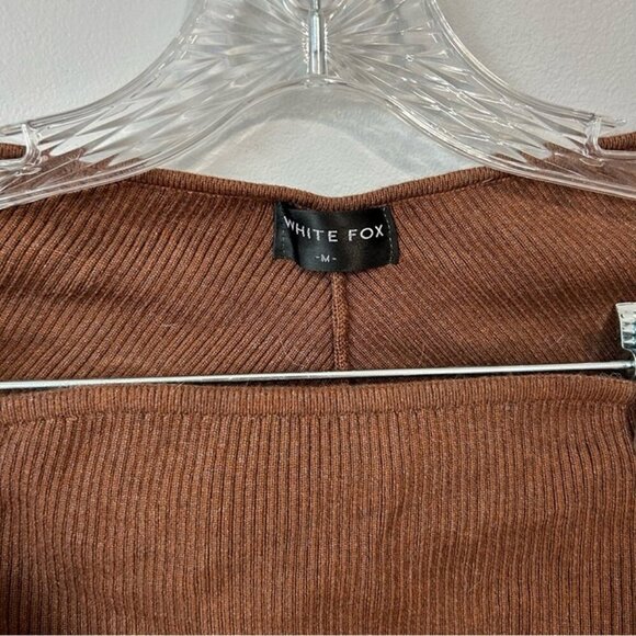 White Fox Forgetting You Ribbed Knit Long Sleeve Crop Top Women’s Size Medium - Picture 4 of 9